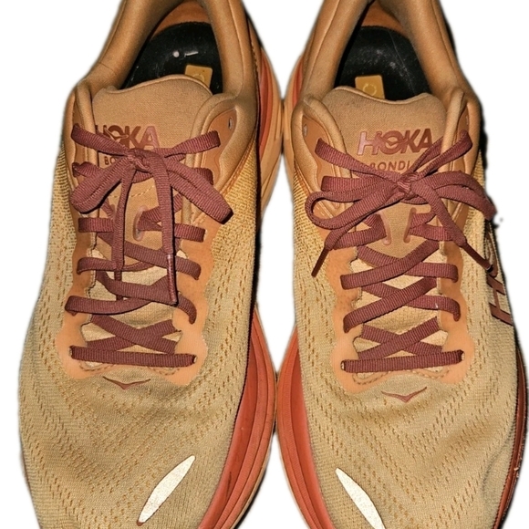 Hoka One One Bondi 8 in the Versatile Amber colorway.  - Picture 2 of 5